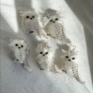 White and Brown Feathered Owl Ornaments